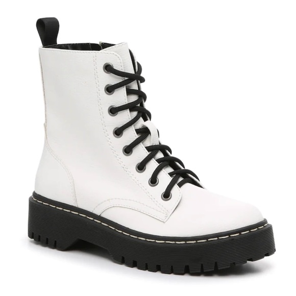 NIB Mix No.6 x Zappos Hollin White Platform Combat Biker Boots women’s size 9.5 - Picture 1 of 10